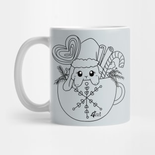 bailey line art christmas in a cup _ Bunniesmee Christmas Edition Mug